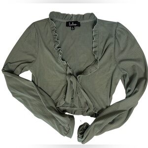Lulus Long-Sleeve V-Neck Crop Top 🌿
